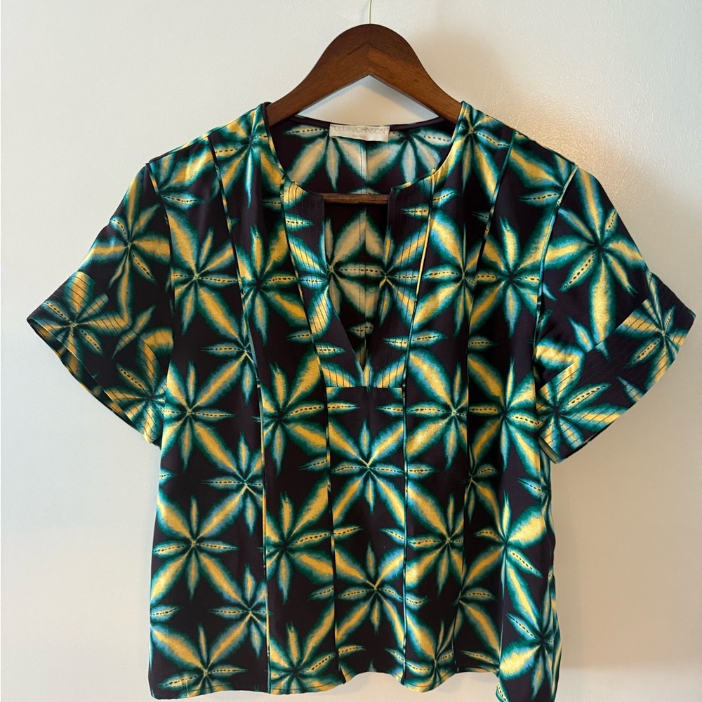 Ulla Johnson Black, Yellow and Green Geometric Blouse